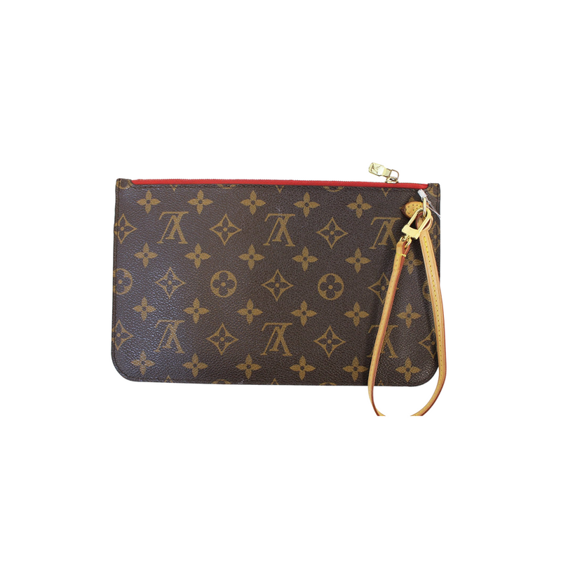 Louis Vuitton Monogram Neverfull Pouchette Wristlet-Red